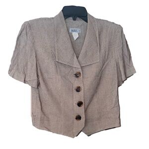Vintage 90’s Brown check short sleeve cropped jacket top.